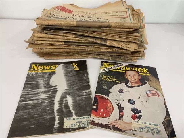 LARGE COLLECTION 1969 Apollo 11 Moon Landing Newspaper Detroit Free