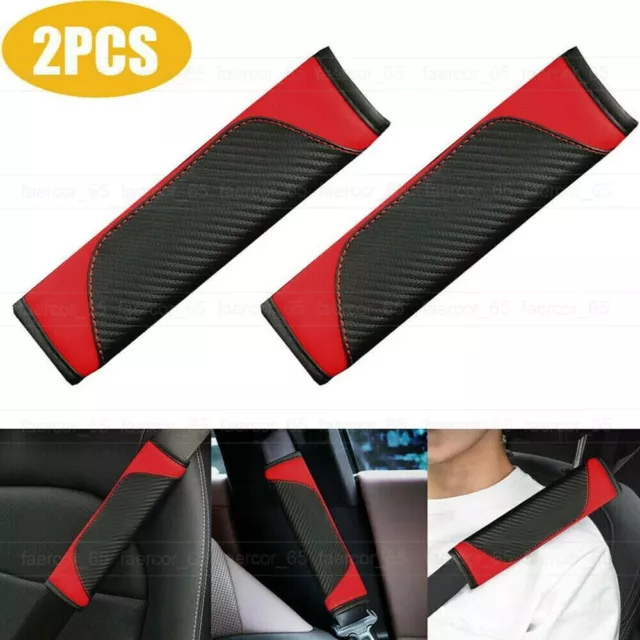 2X Carbon Fiber Protect Cushion Shoulder Guard Car Seat Belt Pad Cover Universal