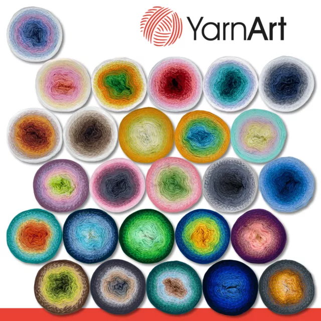 YarnArt 2 x 250 g = à 1000 m Rosegarden Bobbel Farbverlaufsgarn Wolle 26 Farben