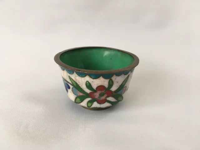 Vintage Chinese Cloisonne Open Salt Dip Bowl