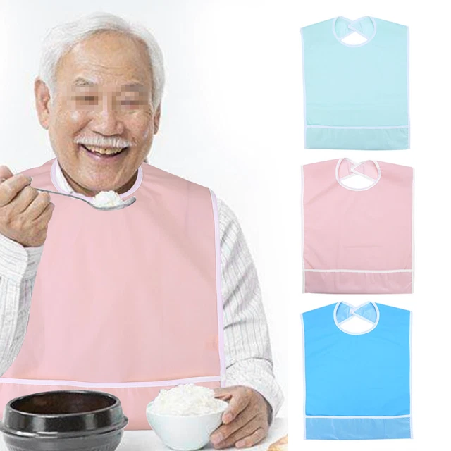 Baberos para adultos mayores impermeable a la hora de la comida protector de ropa para mujeres hombres NUEVO