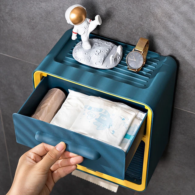 Conveniente caja de tejidos creativa montada en pared soporte de tejido estante de almacenamiento caja de papel
