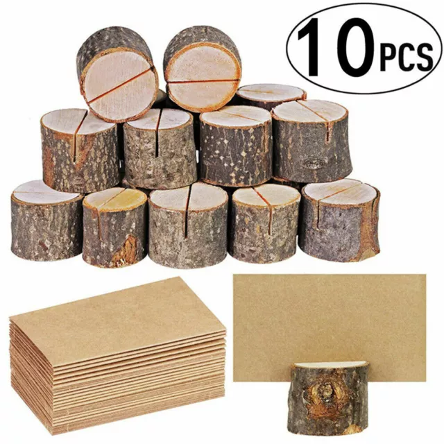 10X Rustic Wood Wedding Place Card Holders Wooden Table Numbers Memo Stand AU