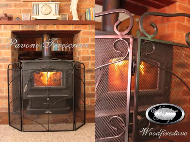 Decorative Ornate Black Fire Screen Firescreen Fireside Fireplace Spark Guard PA 2