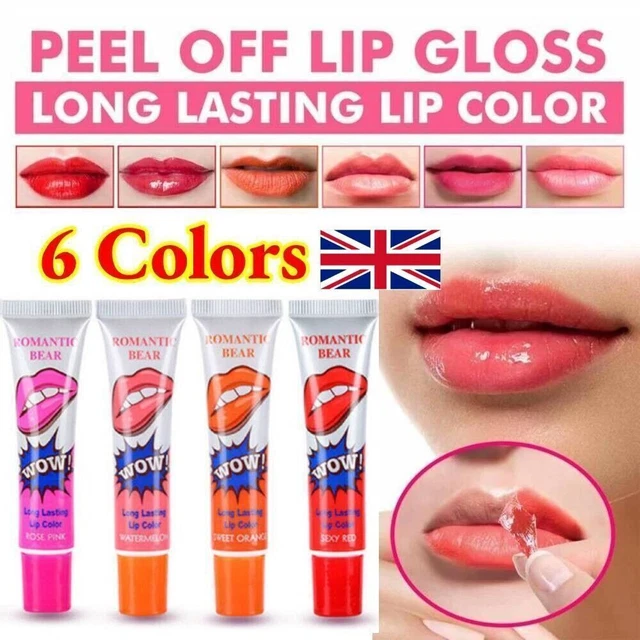 6 Colores Tatuaje Oso Romántico Peel Tinte Larga Duración Impermeable Brillo Labial