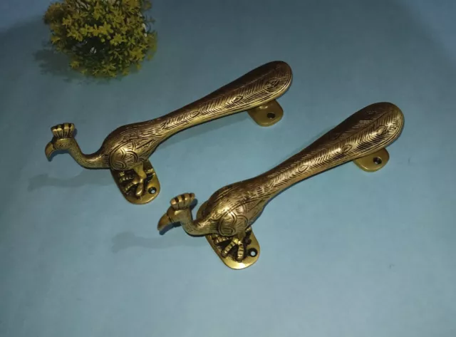 Fingers Base Design Peacock Shape Handle Pair Brass Bird Shape Door Puller AJ078