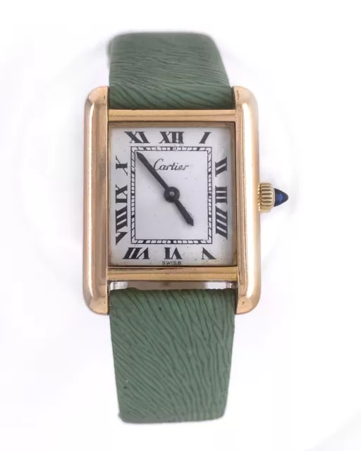 CARTIER Watch 1990's Tank Must Ladies 18K Vermeil  .99 NO RESERVE Mint Dial