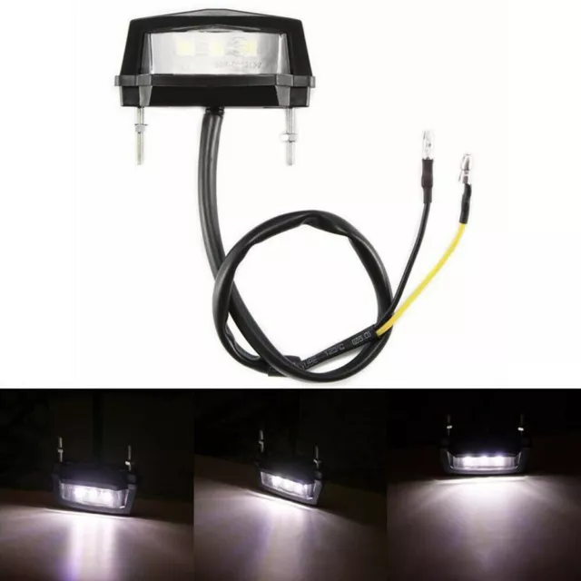 3-LED Arrière Éclairage Plaque Immatriculation Lampe 12V Moto Universel Brillant