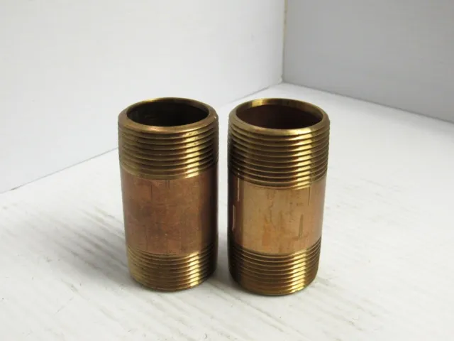 New Lot Of 2 No Name Brass Pipe Nipple 3"L 1-1/4"Npt Threaded