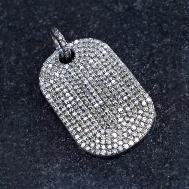 925 Sterling Silver Dog Tag Pendant Pave Diamond Jewelry High Quality Finish