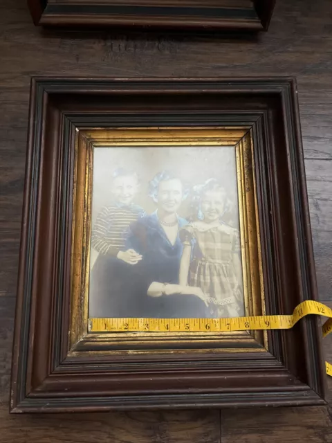 Antique Victorian Deep Well Picture Frame Wood Gold Gilded Pic Sz 13 X 15”