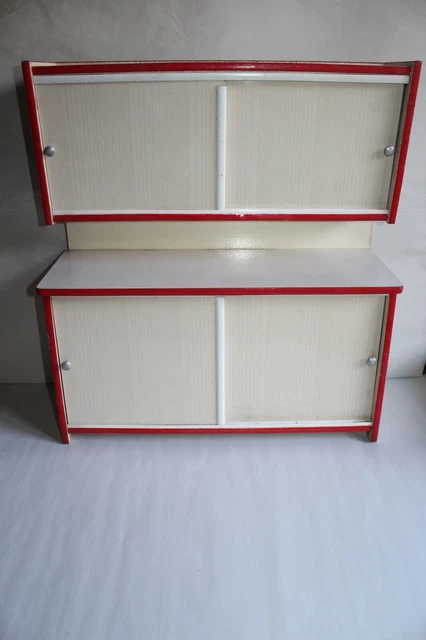 Buffet De Cuisine Miniature Vintage – Formica – 54 Cm – Jouet Ancien