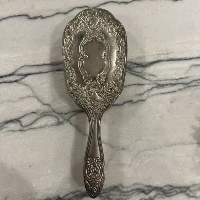 Vintage SILVER PLATED Embossed Art Nouveau Design Vanity Brush