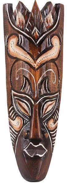 Maske bemalt 30 cm, Holz-Maske aus Bali, Wandmaske, Dekoration aus Afrika