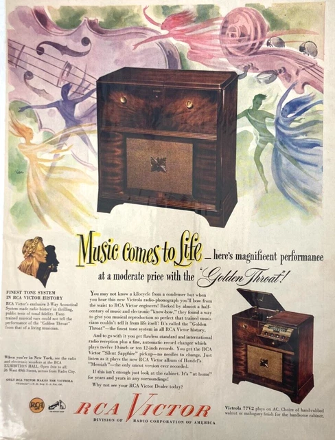 Vintage RCA VICTOR Radio Phonograph Golden Throat  1948 Magazine Print Ad BG90