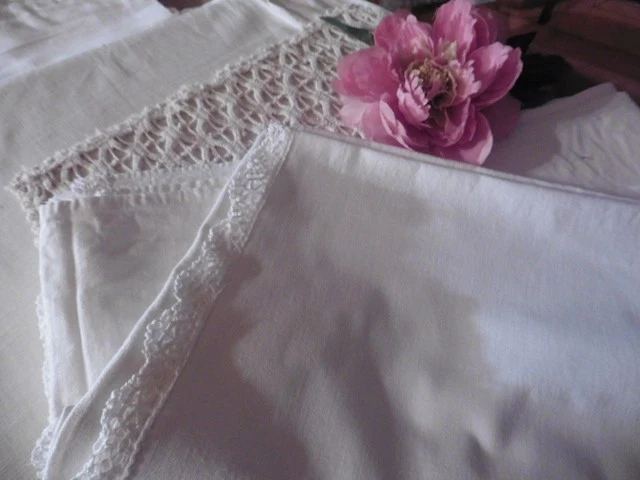Trousse Vintage En Dentelle Blanche Cassé - Style Shabby Chic, Fait Main, Occasion