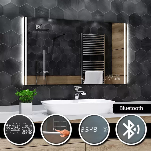 Specchio del bagno LED Arica Controluce  BLUETOOTH TOCCO Orologio meteorologica