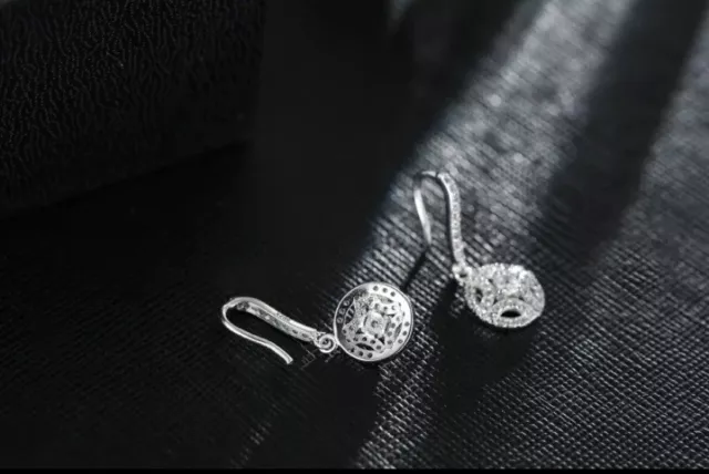 Cute Dangle Zircon Crystal Drop Earrings 925 Sterling Silver Filled UK  25-10mm 3