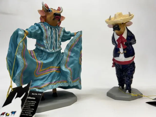 Cow Parade Cow Vaca Folklorico #7710 & Toro Folklorico #7709 with Tags