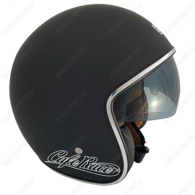VINTAGE CGM JET Helmet Matte Black Cafe Racer 8 White Xs S M L Xl £46.