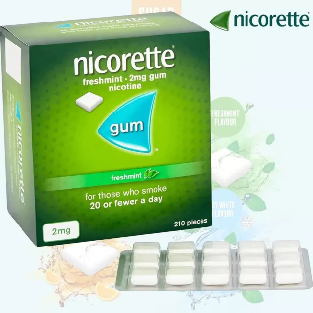 Nicorette Freshmint 2mg Gum Nicotine 210 Pieces (Stop Smoking Aid)