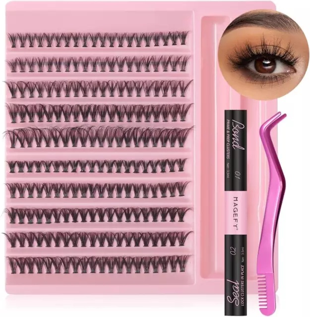 Lash Extension Kit 200Pcs DIY Individual Lashes Cluster 30D+40D 9-16Mm Mix Indiv