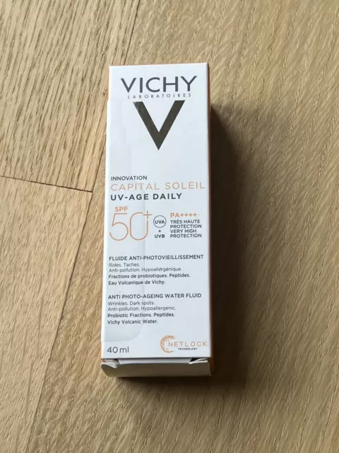 Vichy Capital Soleil fluido acqua anti-invecchiamento UV età giornaliera 50 ml | NUOVO