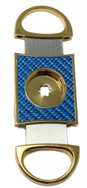 Cigar Boulevard PERFECT CIGAR CUTTER STAR Gold-Blue Carbon Fiber Body. Lifetime