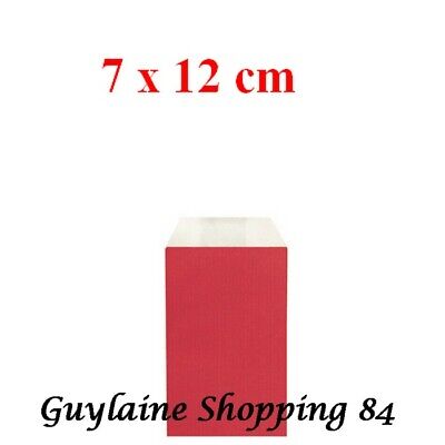 Kraft LOT 50 POCHETTES SACHETS PAPIER KRAFT CADEAU BIJOU EMBALLAGE ROUGE 12x 20 CM 