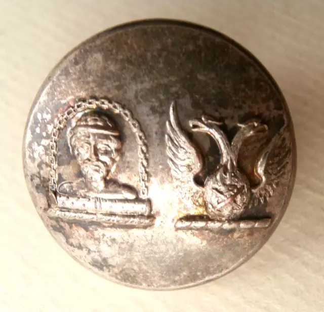 Large Silvered Dual Crest Livery Button by Pitt & Co - Westhead Brown (Worc)