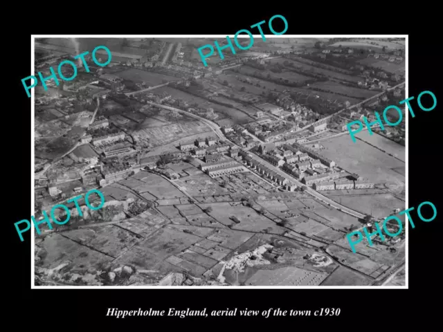 OLD LARGE HISTORIC PHOTO OF HIPPERHOLME ENGLAND TOWN AERIAL VIEW c1930 3