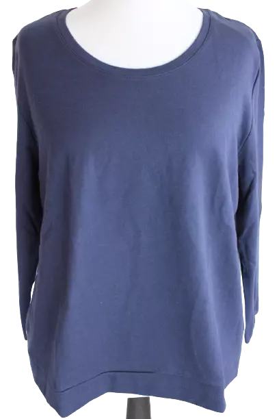 Sheego Pullover Donna Blu Felpa Camicetta Tunica Taglie Forti Maniche Lunghe