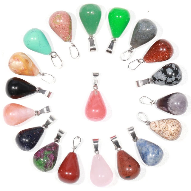 Natural water drop stone pendant healing crystal gemstone jewelry making 30pcs