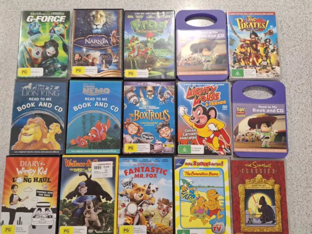 Children Kids Bundle Assorted 15 x Movies DVD Bulk book and CD's