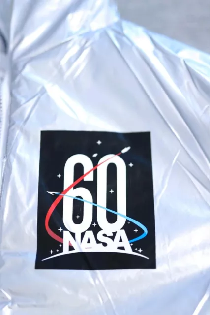 NASA Jacke Gr. L Silber Metallic Astronaut metallisch Karneval Raumfahrer Kostüm 2