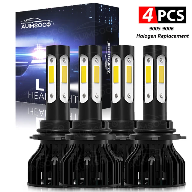 4pcs LED Headlights Kit 9005 9006 Combo Bulbs High Low Beam 6000K 56W Cool White