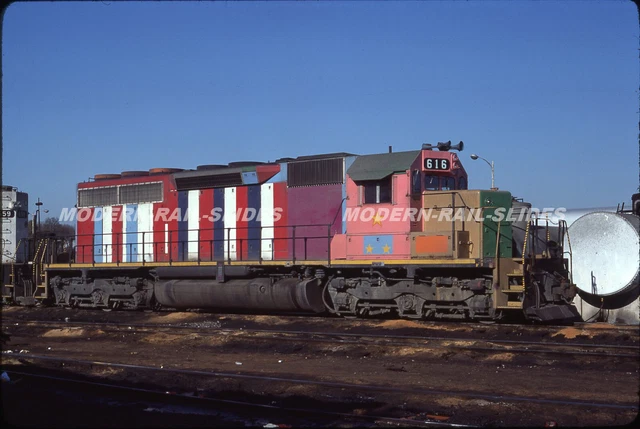 Original slide: KCS Kansas City Southern 616 SD40 bicentennial paint