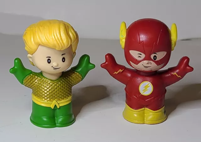 Little People Super Heroes aquaman flash lot of 2 green and red DC comics