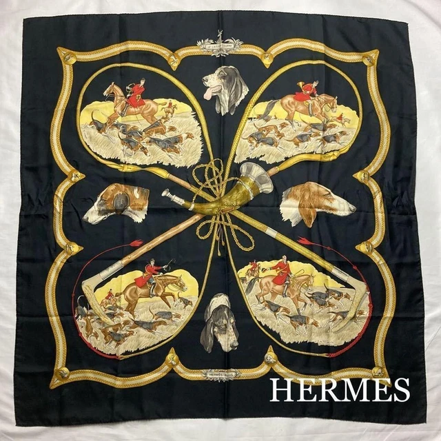 HERMES Carre 90 LE LAISSER COURRE HUNTING Silk Scarf F/S