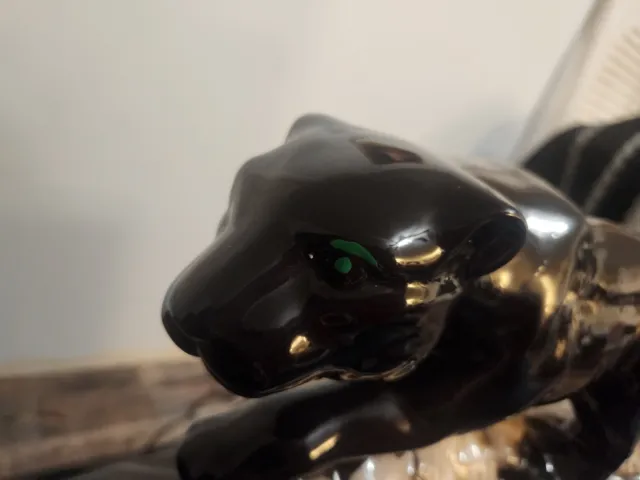 Vintage Black Panther Figurine Ceramic