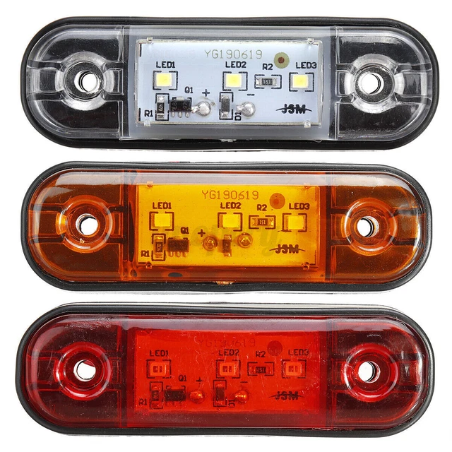 3 LED Front Side Marker Indicator Light Trailer Truck Bus Lorry Van Boat 12/24V