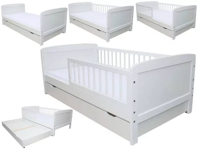 Kinderbett / Juniorbett 140x70 cm, oder 160x70 cm weiss umbaubar