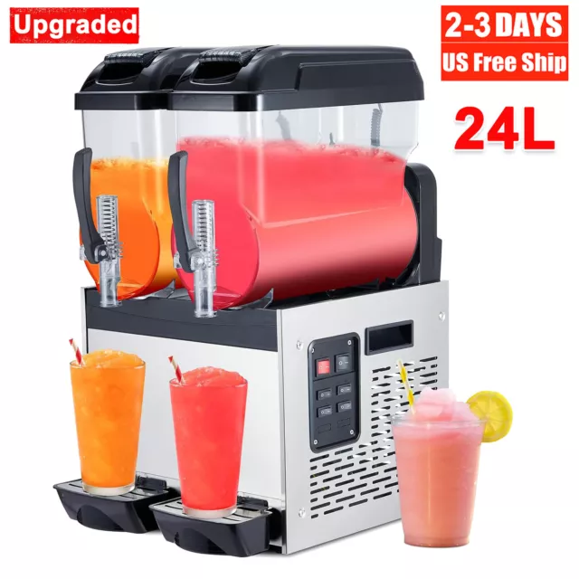 Upgrade 24L/6.4Gal Commercial Slushie Machine Margarita Slush Maker Frozen Drink