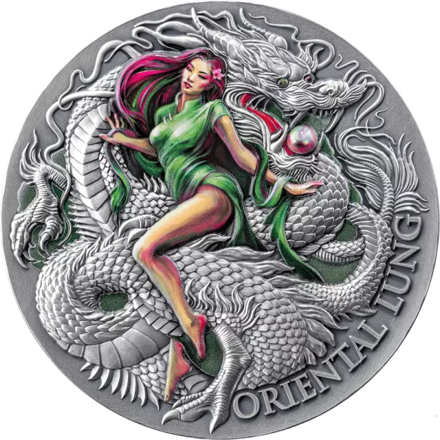 ORIENTAL LUNG Dragonology 2 Oz Silver Coin 2000 Francs Cameroon 2024