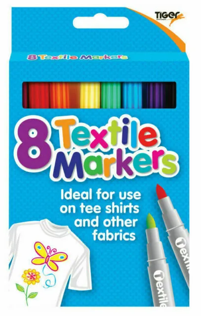 8er-Pack Tiger Textil Stoff Marker Kinder Handwerk Kleidung verschiedene Farben erstellen