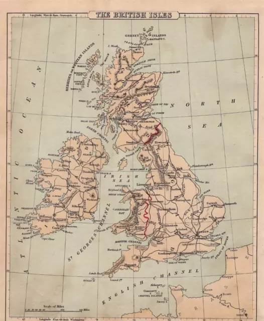1875 Antique Cornell Atlas Map Of The British Isles-Hand Colored