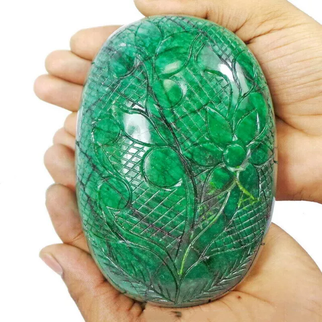 4750 Cts Natural Green Emerald Hand Carved Oval Shape Brazilian Gemstone ~126mm