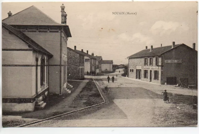 SOUAIN - Marne - CPA 51 - une rue - établissements Goulet Turpin