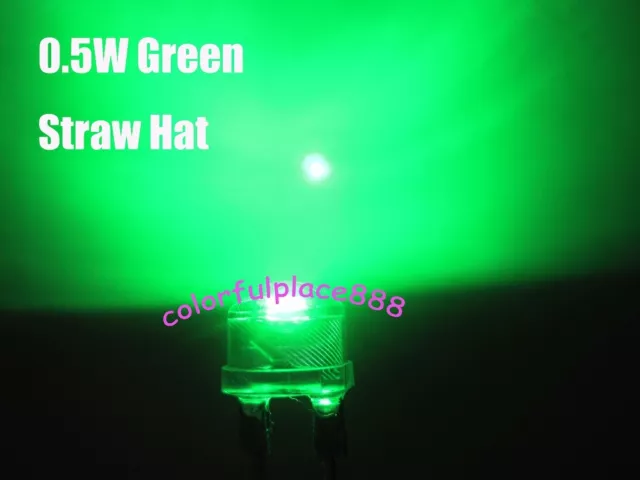 100pcs, 8mm 0.5W Green Straw Hat High-power Diodes LED Leds Light StrawHat Lamp