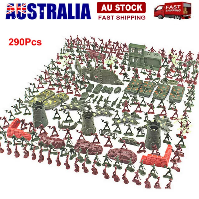 290Pcs Plastic Army Men Toy Soldiers for Boys with Military Figures, Tanks